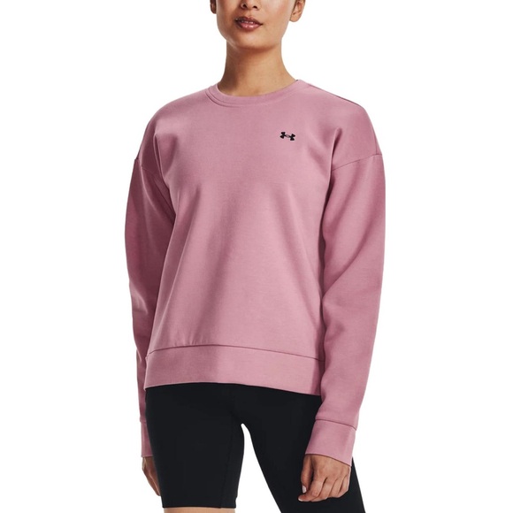 Under Armour Unstoppable Fleece Women’s Crew in Pink with Black Accents - Picture 3 of 5
